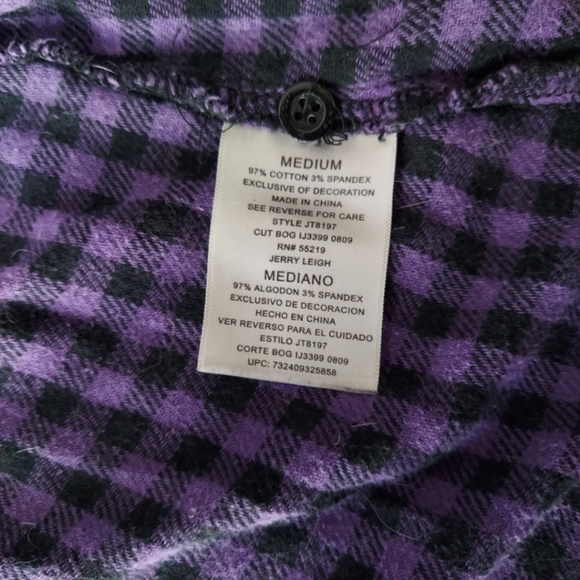 An Avril Lavigne, Abbey Dawn, purple, plaid button down tunic. Missing sash... - Picture 5 of 6